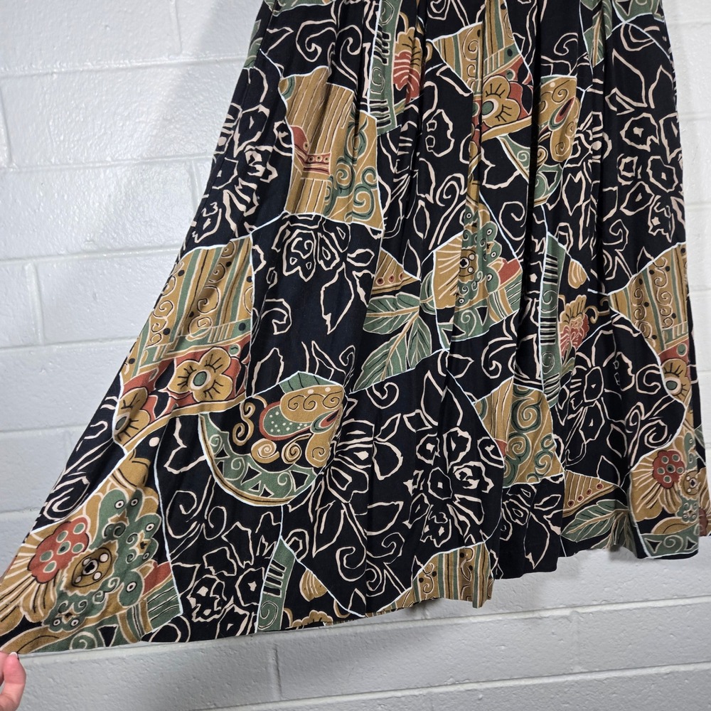 Vtg Worthington Plus‎ 16 Moody Floral Print Rayon Midi Skirt Bohemian Maximalist - Picture 5 of 7